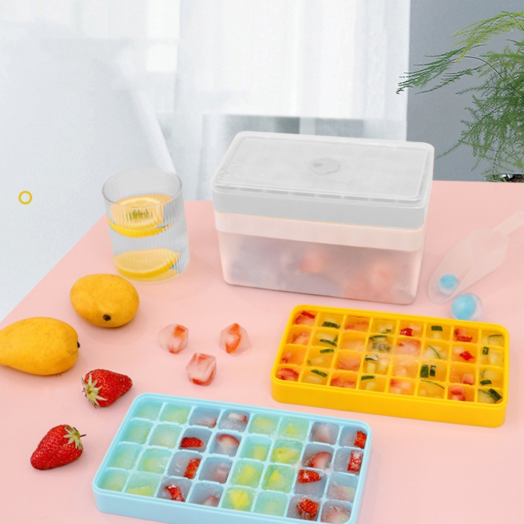Press Out Ice Dung Tích Lớn Ice Cube Ice Box Hộ Gia Đình Press Ice Box Hộp Bảo Quản Đá