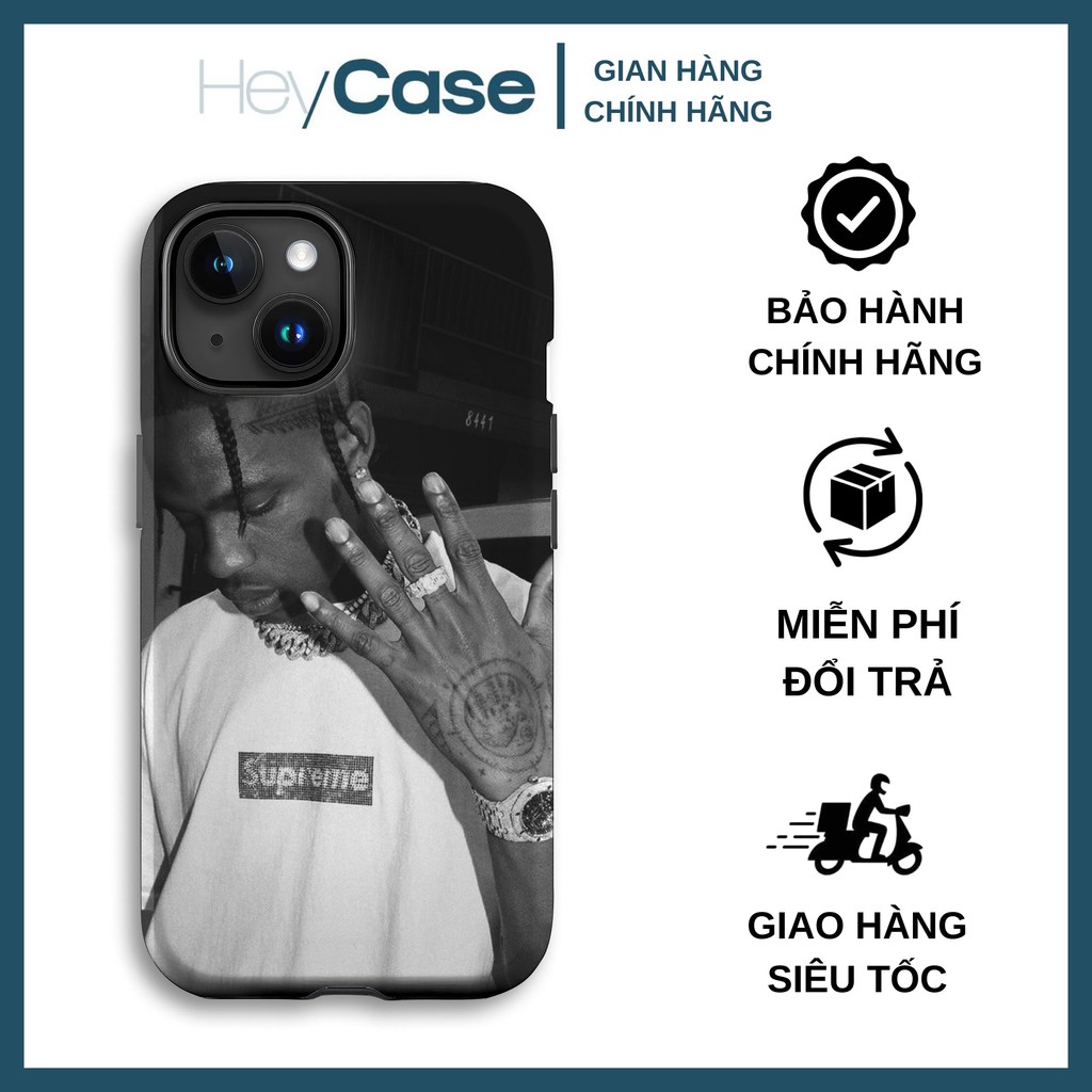 Ốp lưng iphone TRAVIS SCOTT SUPREME đen trắng TPU cứng chống sốc bền bỉ bảo vệ máy tốt