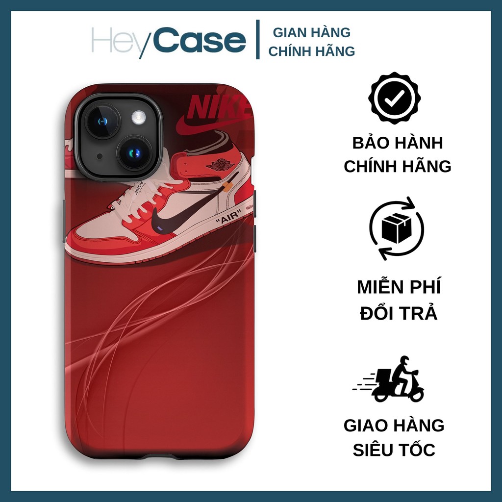 Ốp lưng iphone giày JORDAN 1 OFF WHITE chicago đỏ trắng dây cam TPU cứng chống sốc bền bỉ