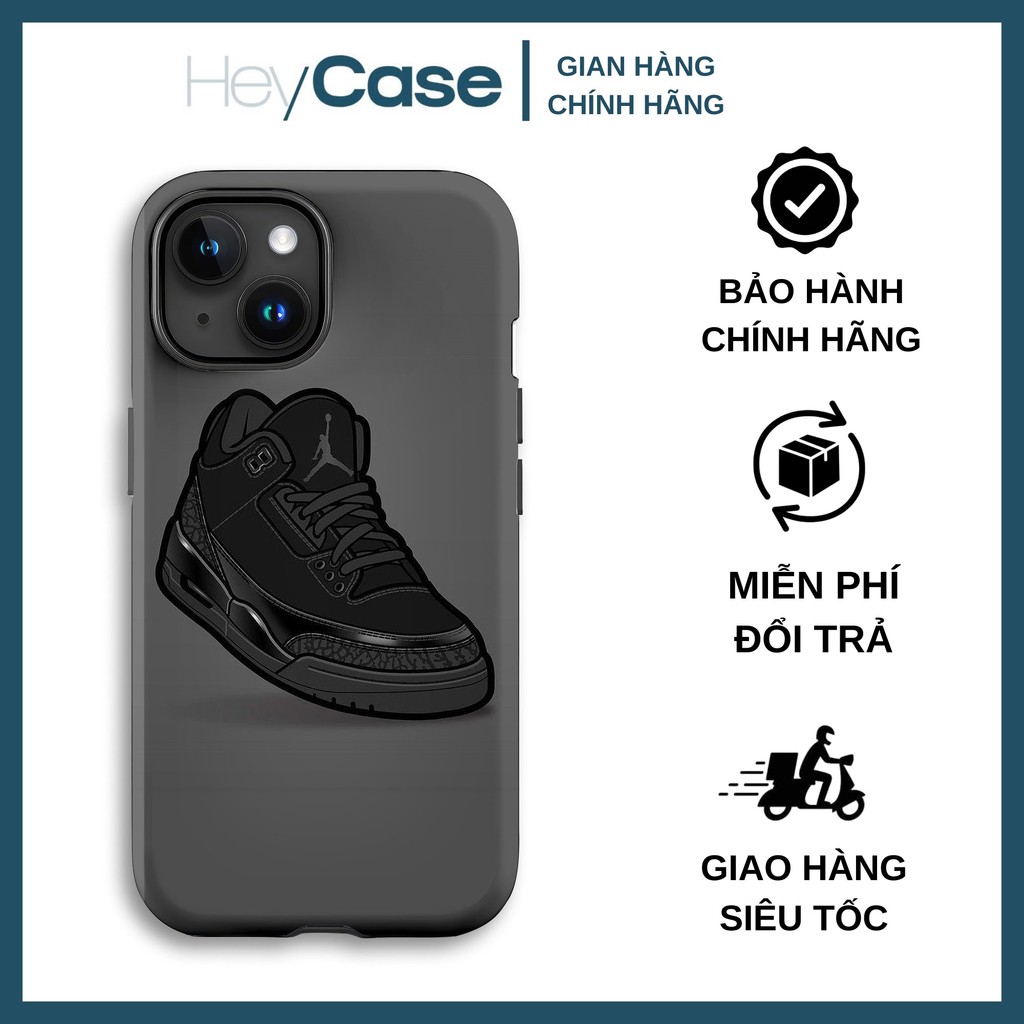 Ốp lưng iphone giày JORDAN 3 black cement đen da voi kinh điển TPU cứng chống sốc bền bỉ