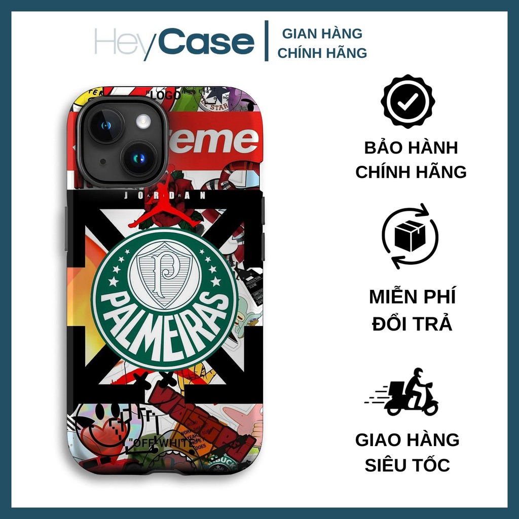 Ốp lưng iphone SUPREME logo bóng đá PALMEIRAS xanh lá sticker TPU cứng chống va đập mạnh