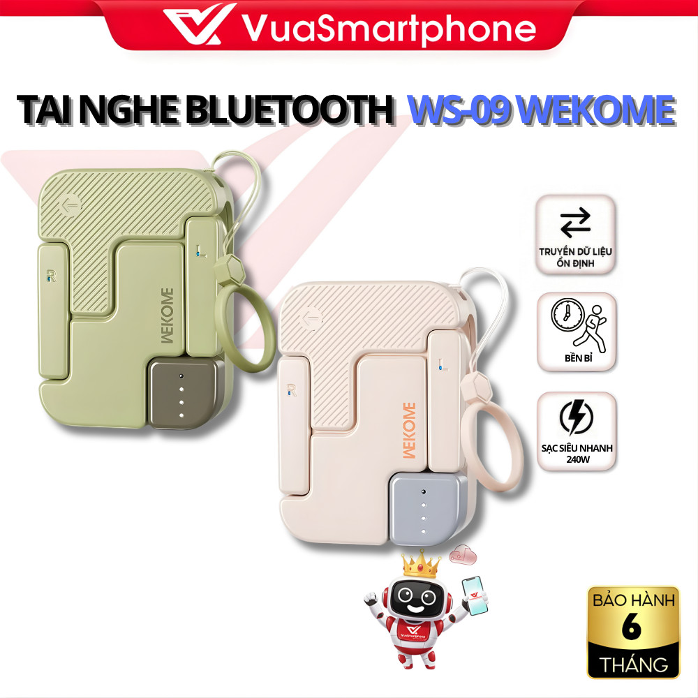 Tai nghe Bluetooth WEKOME WS-09 Keycey – tai nghe không dây, âm thanh rõ, kết nối ổn định, pin lâu