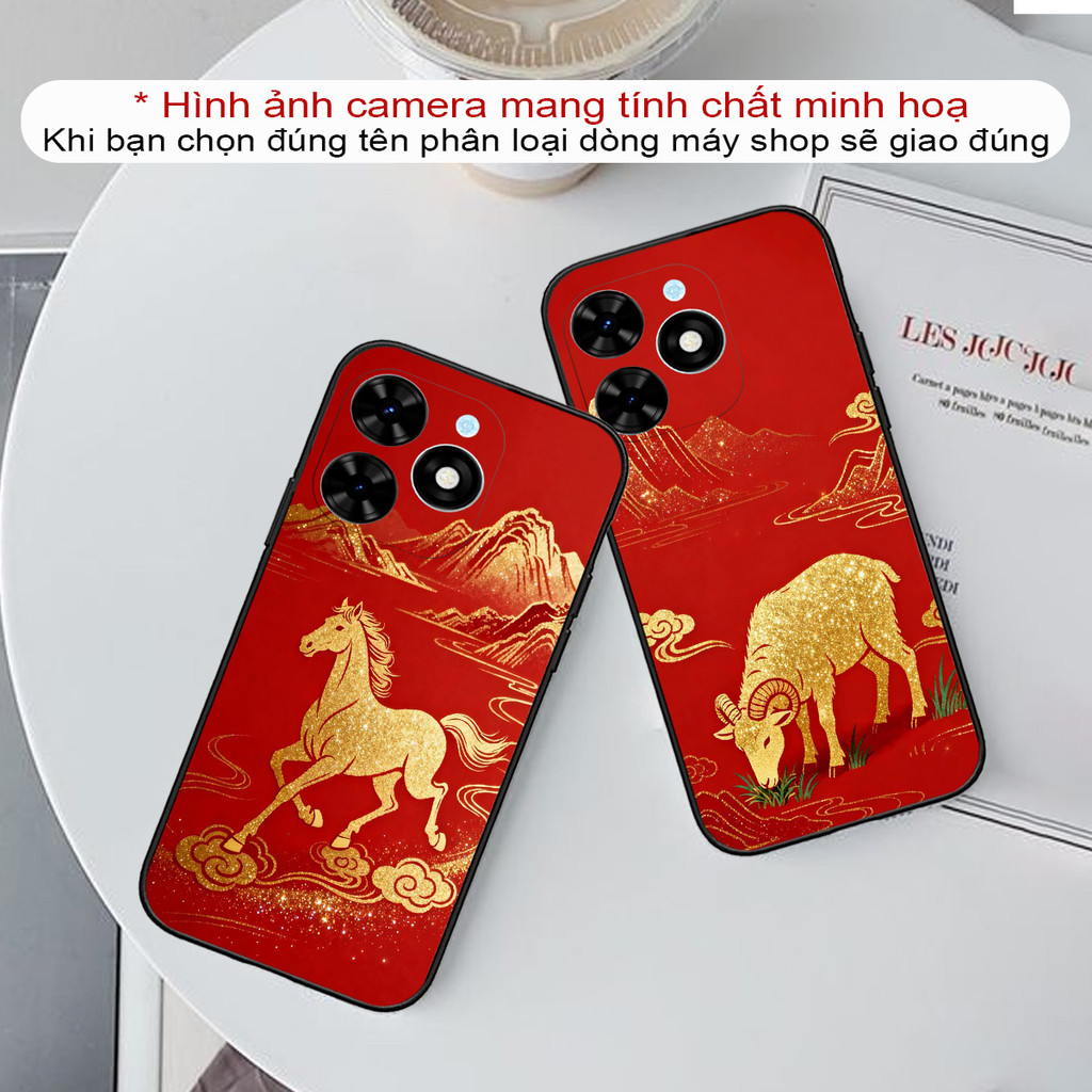 Ốp lưng dẻo dành cho Tecno Spark Go Tecno Spark 10 Pro Spark 20 Spark 40 dẻo bộ 12 con giáp TẾT đỏ m