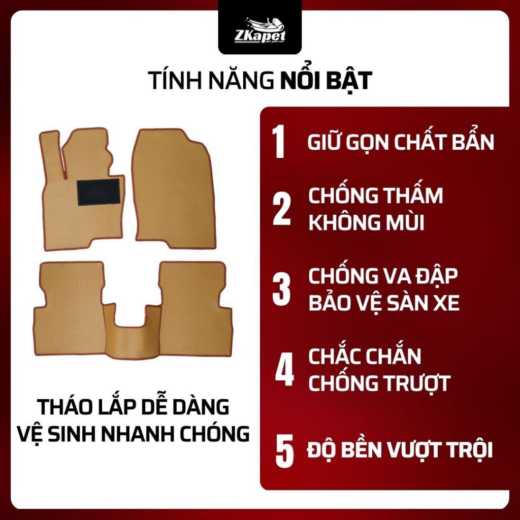 Thảm Lót Sàn Ô Tô PVC Xe Volvo EC40 2022-Đến Nay 5 chỗ, Chống Bẩn Toàn Diện ZKAPET