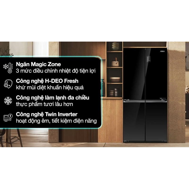 Tủ lạnh Aqua Inverter 469 lít Multi Door AQR-M536XA(GB) - THÁI LAN 9 Đoàn Giỏi-H©️Ⓜ️