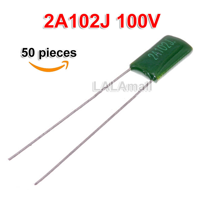 Bộ 50 2A102J 2A103J 2A104J 100V Tụ Điện Phim Polyester 1nF 10nF 100nF 0.001uF 0.01uF 0.1uF 2A 102J 1