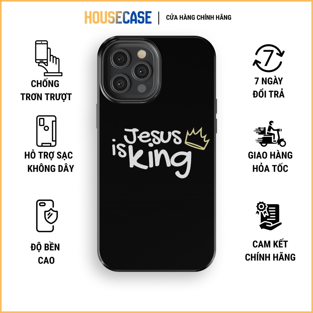 Ốp Lưng iPhone Công Giáo Jesus Is King Chúa Là Vua Đẹp Tối Giản cho iPhone 14 15 Pro Max