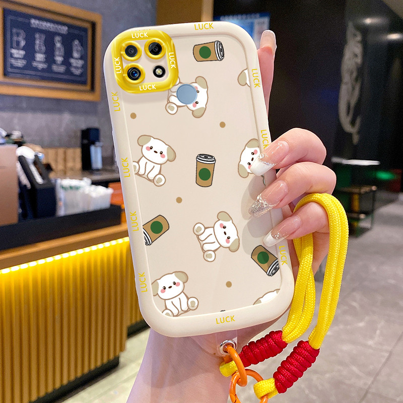 Ốp Lưng Realme C12 C15 C25 C25s C21Y C25Y Narzo 20 Narzo 30A Narzo 50A Case Gấu trúc nhỏ Với Lanyard