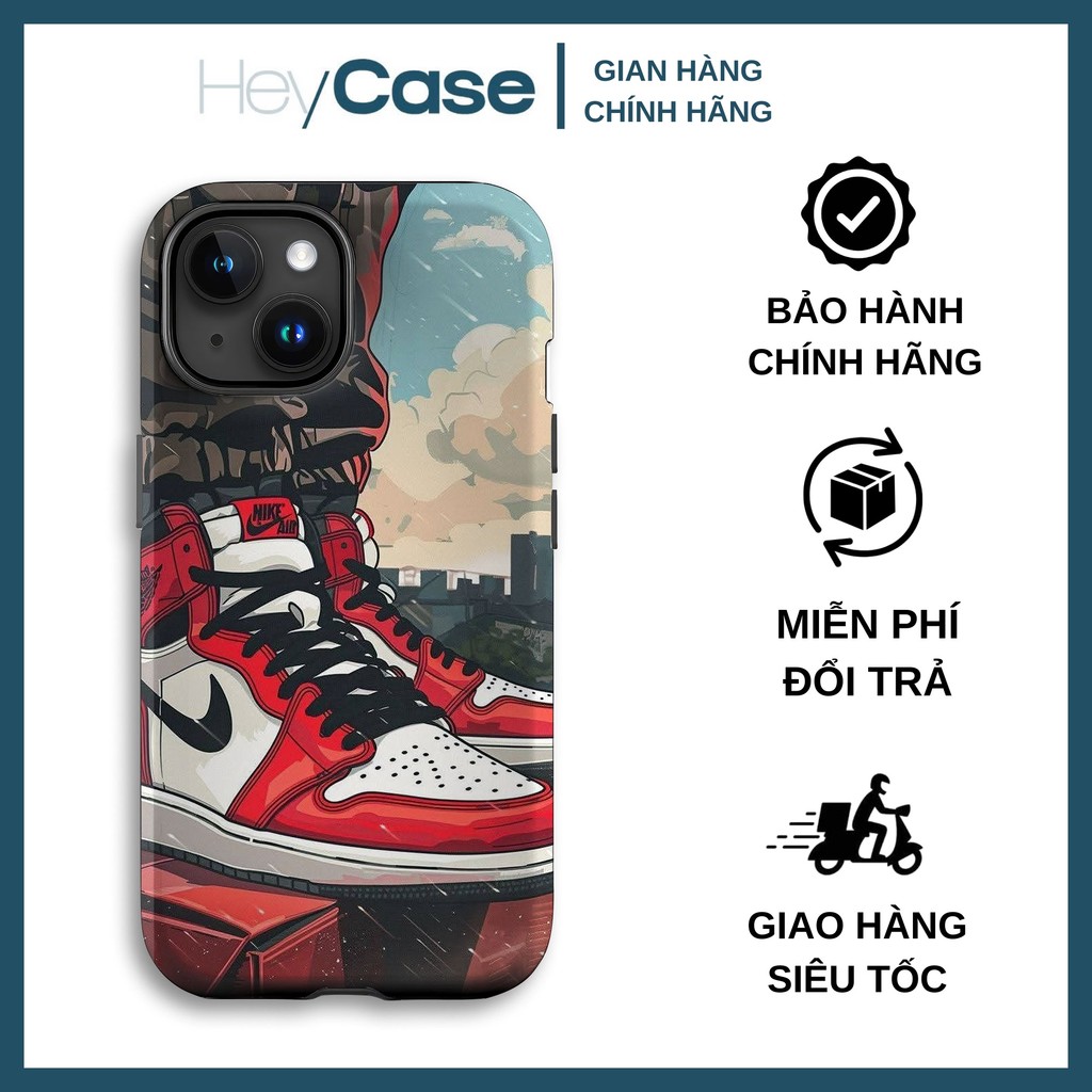 Ốp lưng iphone tranh vẽ anime đôi chân mang giày JORDAN 1 chicago đỏ TPU cứng chống va đập