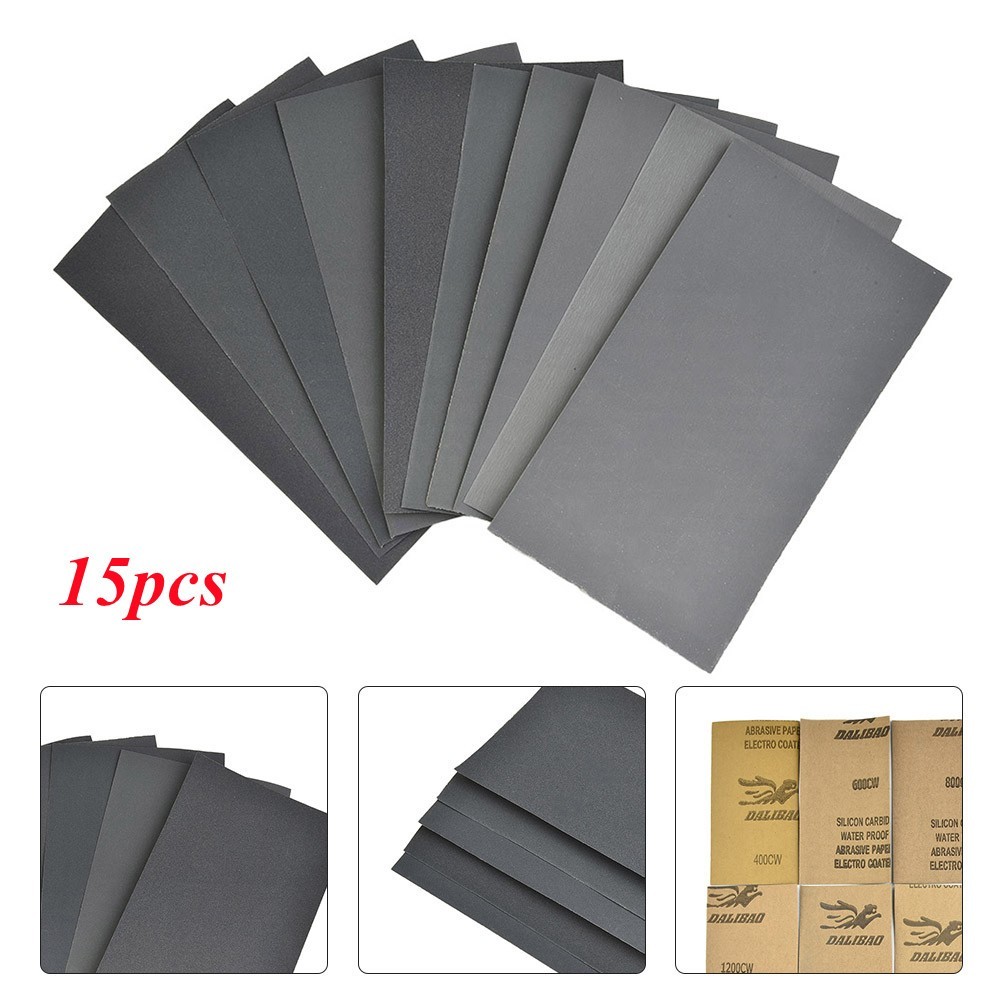 [STN] 400 600 3000 800 1000 1200 1500 200 0 2500 Giấy nhám Grit Ướt / Khô 15 cái / bộ