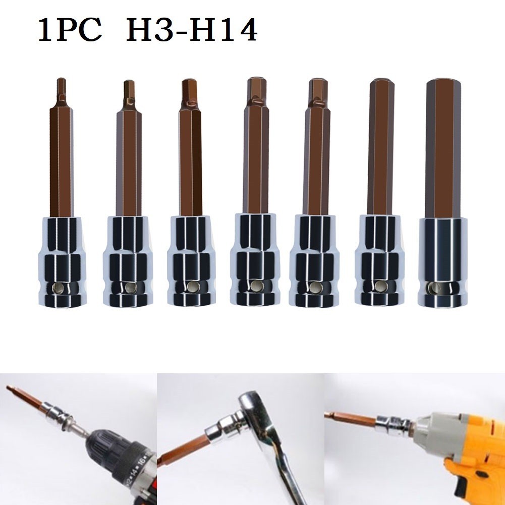 [xk] 1PC / 2 Inch Ổ cắm lục giác Bit tuốc nơ vít Dụng cụ cầm tay H3 H4 H5 H6 H7 H8