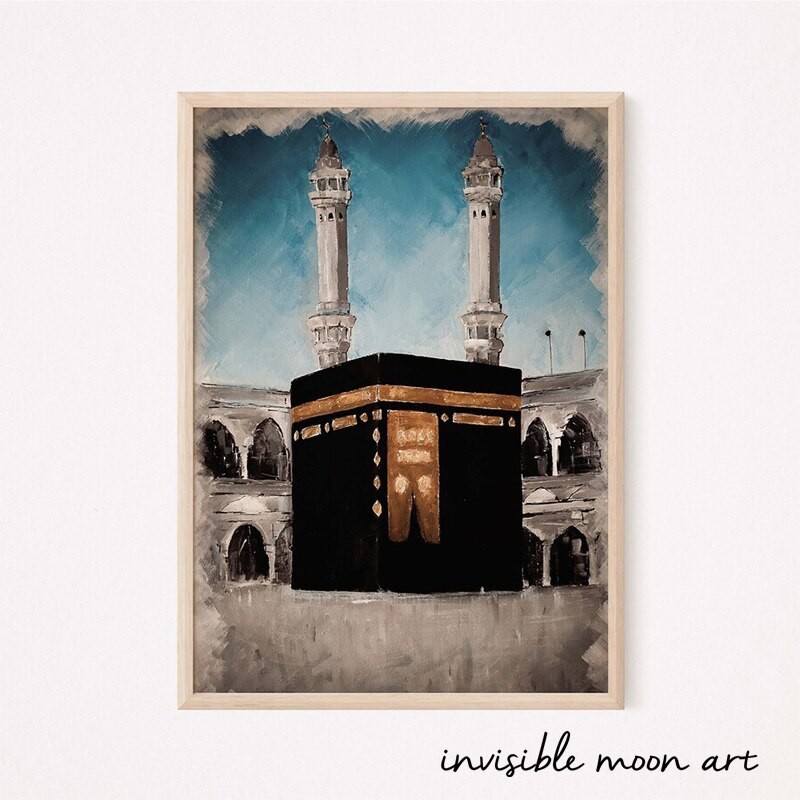 Khung gỗ cỡ lớn Các địa danh Kaaba, Mái vòm đá, Masjid Nabawi Ramadan Áp phích nghệ thuật ngoài trời