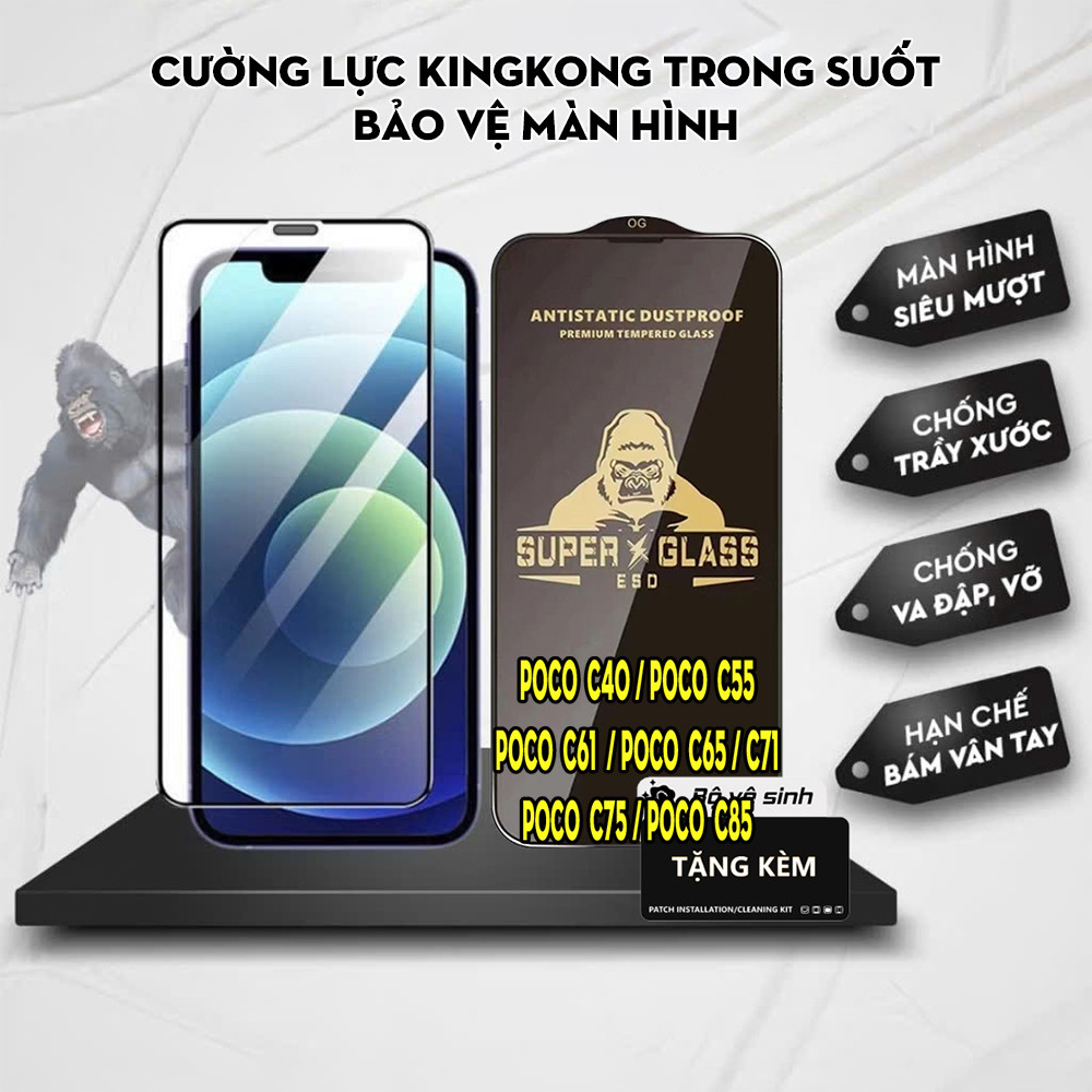 Cường lực King.kong.Xiaomi Poco C40 C55 C61 C65 C71 C75 C85 chống nước ,bụi ,bể vỡ