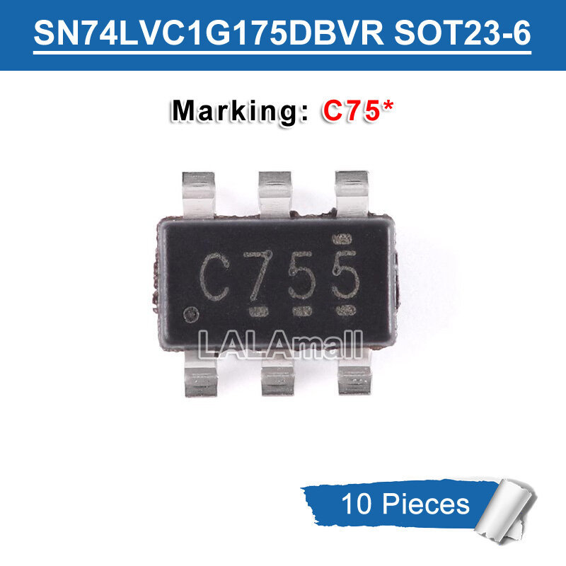 10 Chiếc SN74LVC1G175DBVR SOT23-6 Đánh Dấu C755 C75 SOT-23 6pin SMD Single D-Type Flip-Flop Chip IC 