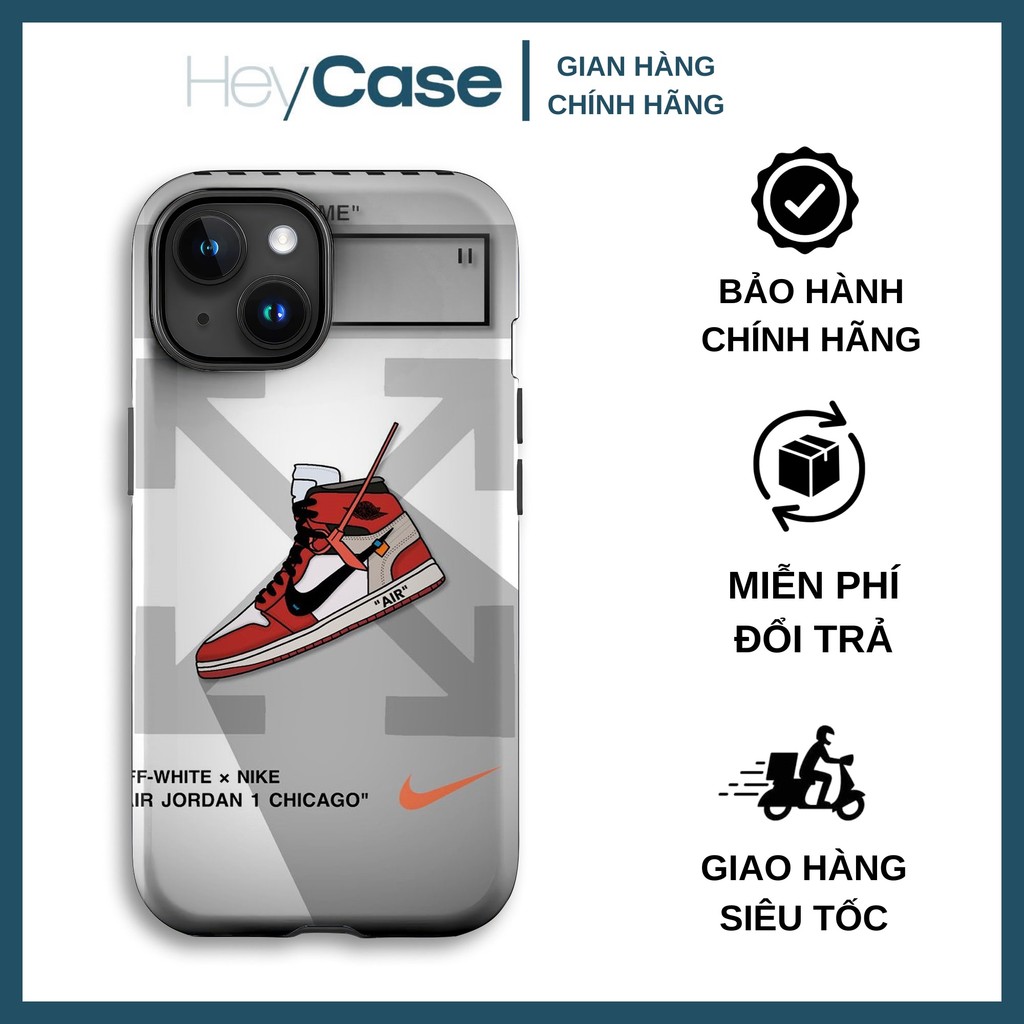 Ốp lưng iphone giày OFF WHITE JORDAN 1 chicago đỏ trắng mũi tên TPU cứng chống sốc bền bỉ