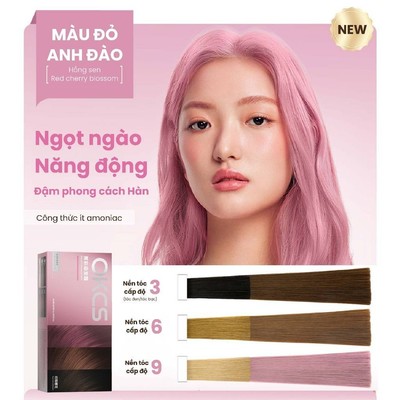 Kem nhuộm tóc tại nhà OKCS màu Đỏ Anh Đào – Giữ màu bền, chuẩn salon, không cần tẩy, an toàn cho tóc