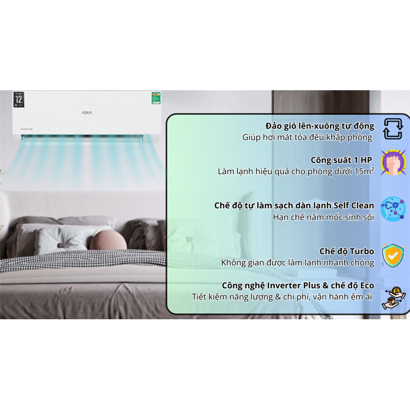 Máy lạnh AQUA Inverter 1 HP AQA-RV10QA3 2025 - THÁI LAN 9 Đoàn Giỏi-H©️Ⓜ️