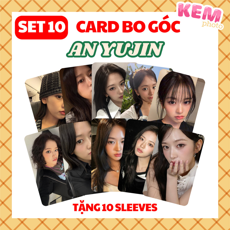 Set 10 card bo góc - Hình AHN YUJIN - photocard 54x86mm, card giấy cán bóng lộn |Kemphoto (TẶNG KÈM 