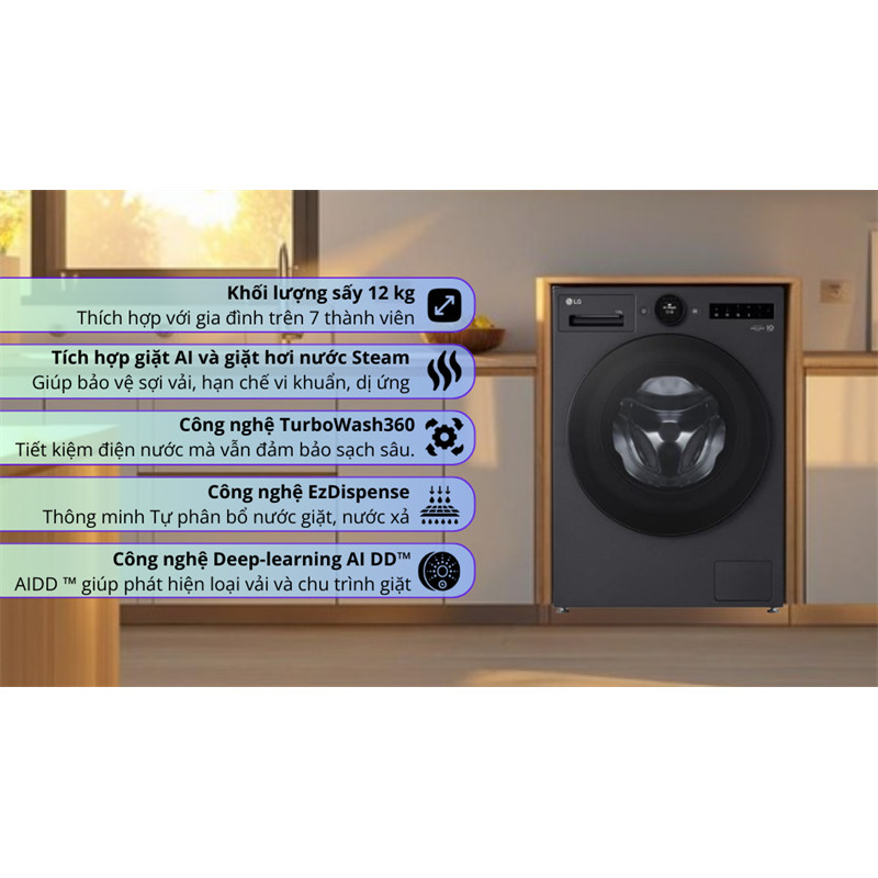 Máy giặt LG AI DD Inverter 12 kg FX1412S3KAV 2025 - Việt Nam LIKE NEW - Bảo Hành Hãng