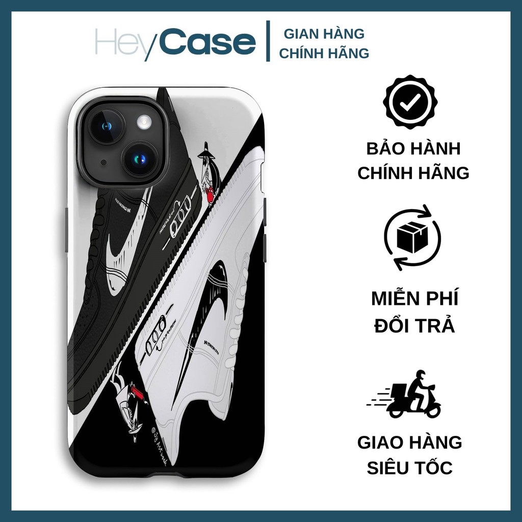 Ốp lưng iphone giày NIKE AIR FORCE 1 đen trắng đối lập độc đáo art TPU cứng chống sốc bền bỉ