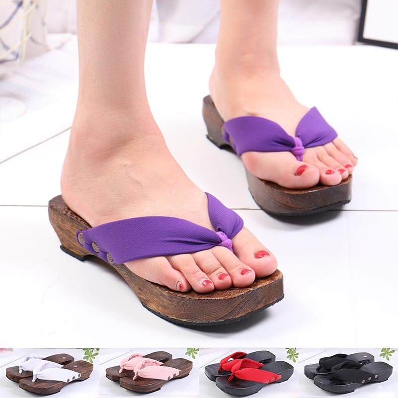 Anime Nhật Bản Cosplay Geta Flip-Flops Mũi Tròn Paulownia Sandal