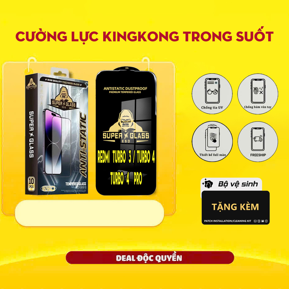 Cường lực King.kong.Xiaomi Redmi Turbo 3 4 Pro chống vỡ , chống bụi bẩn