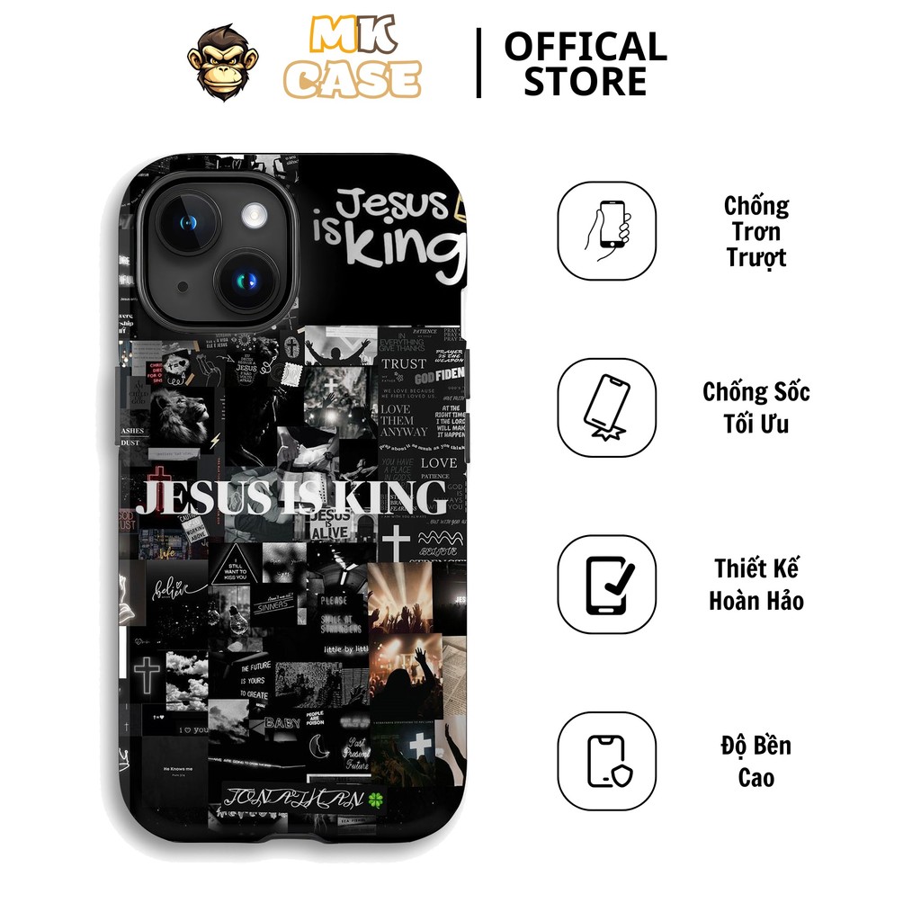 Ốp Lưng iPhone Jesus Is King Collage Độc Đáo Bền Đẹp MK CASE iPhone 7/8/11/12/13/14/15/16 Pro