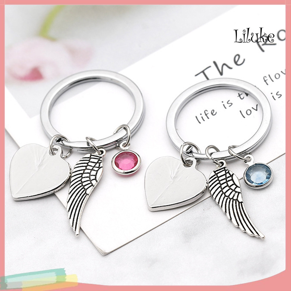 [LK] A Piece of My Heart is in Heaven Letters Drop Wing Kim Cương Giả Móc Khóa Móc Khóa