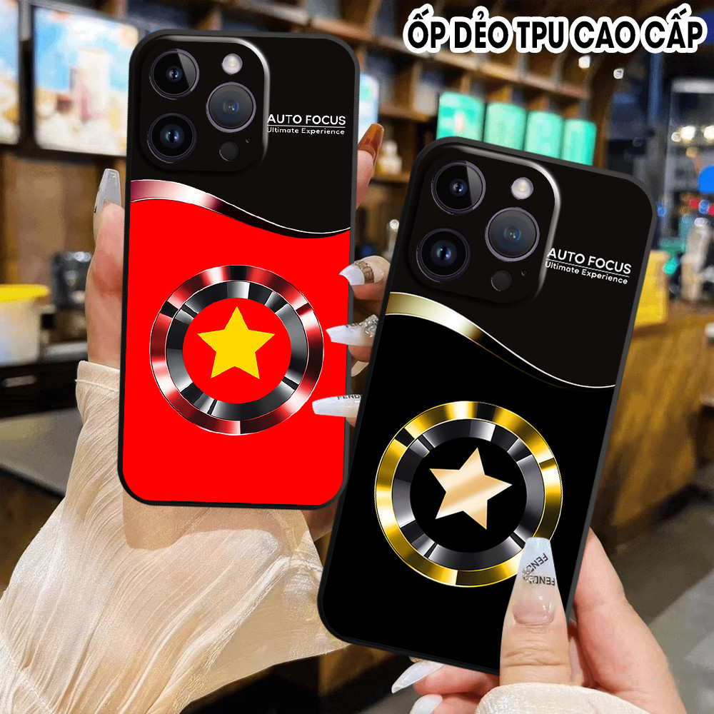 Ốp lưng iphone 14 14 Pro 14 Pro Max 14 Plus in hình vòng tròn cờ đỏ sao vàng auto focus