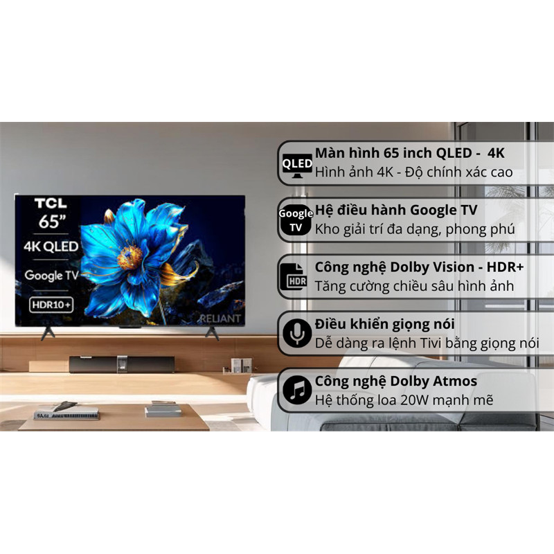 Google Tivi QLED TCL AI 4K 65 inch 65P7K 2025 - VIỆT NAM 9 Đoàn Giỏi-H©️Ⓜ️