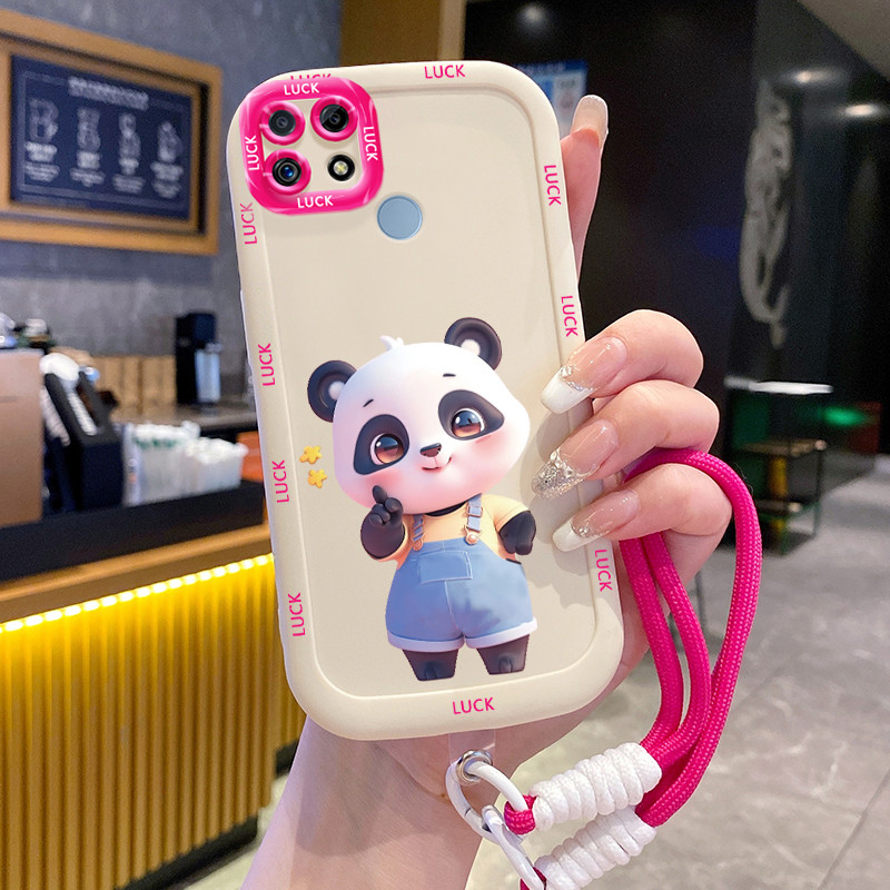 Ốp Lưng Realme C12 C15 C25 C25s C21Y C25Y Narzo 20 Narzo 30A Narzo 50A Case Với Lanyard Gấu trúc