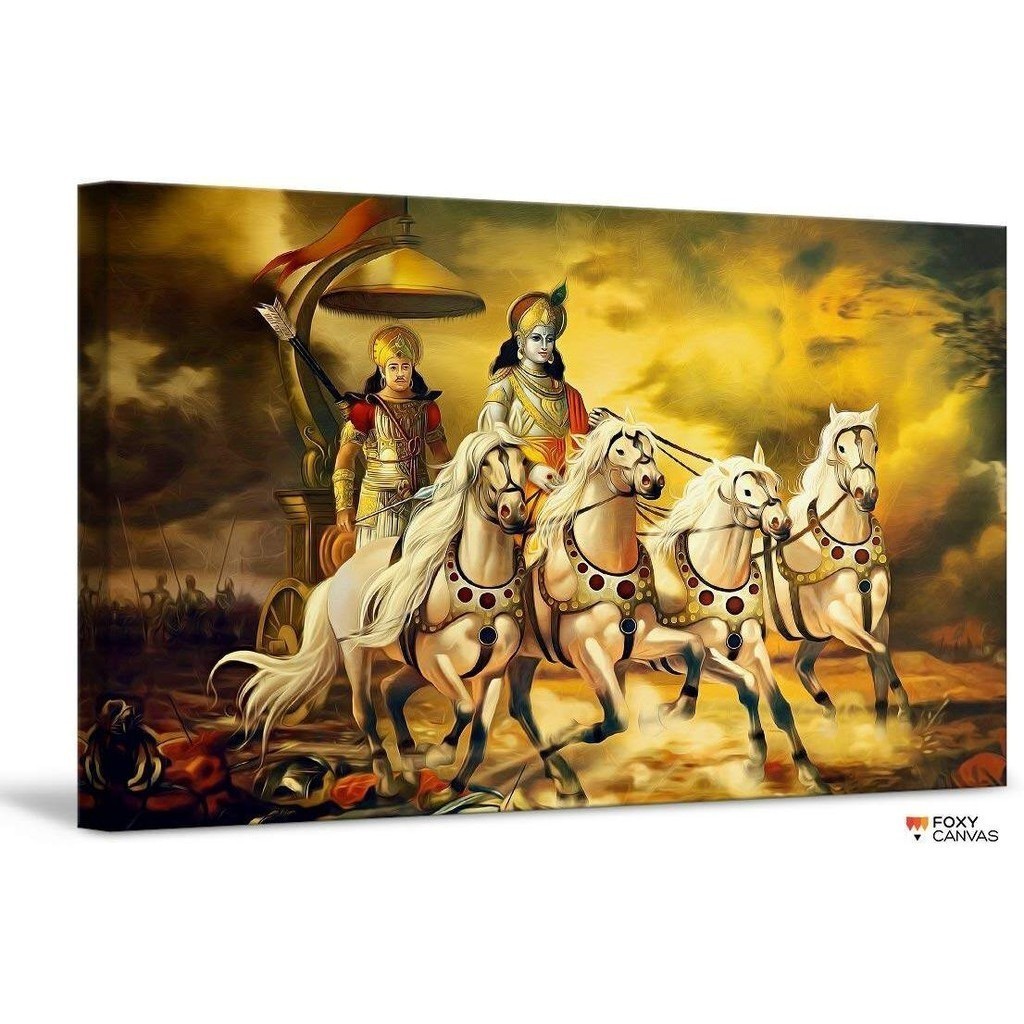 Chúa Krishna và Arjuna trong Poster Mahabharata Đóng khung