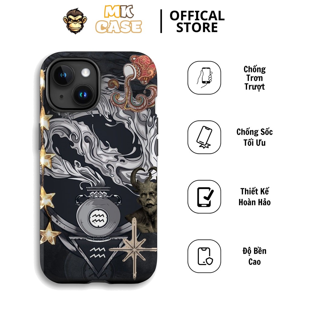 Ốp Điện Thoại Bảo Bình Aquarius Đồ Họa Độc Lạ Chống Sốc Giá Rẻ MK CASE Cho Iphone 11/12/13/14/15/16 