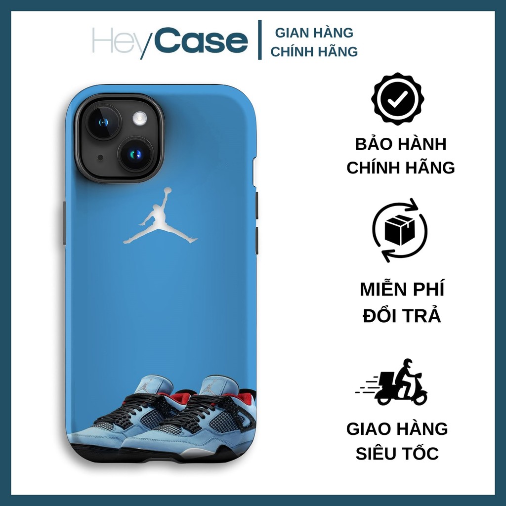 Ốp iphone sneaker NIKE AIR JORDAN 4 travis scott xanh da trời TPU cứng bảo vệ chống trầy