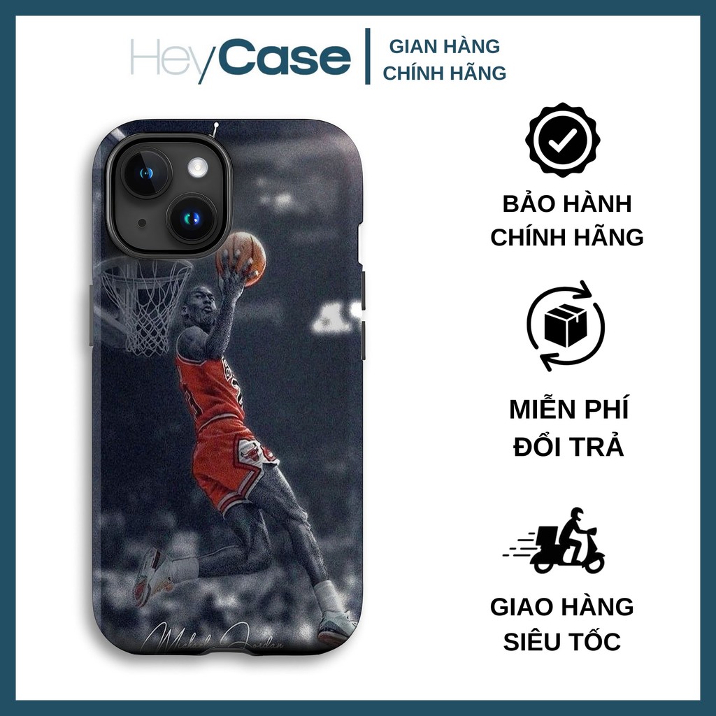 Ốp lưng iphone khoảnh khắc JORDAN úp rổ nền đen trắng áo đỏ nổi TPU cứng chống sốc bền bỉ