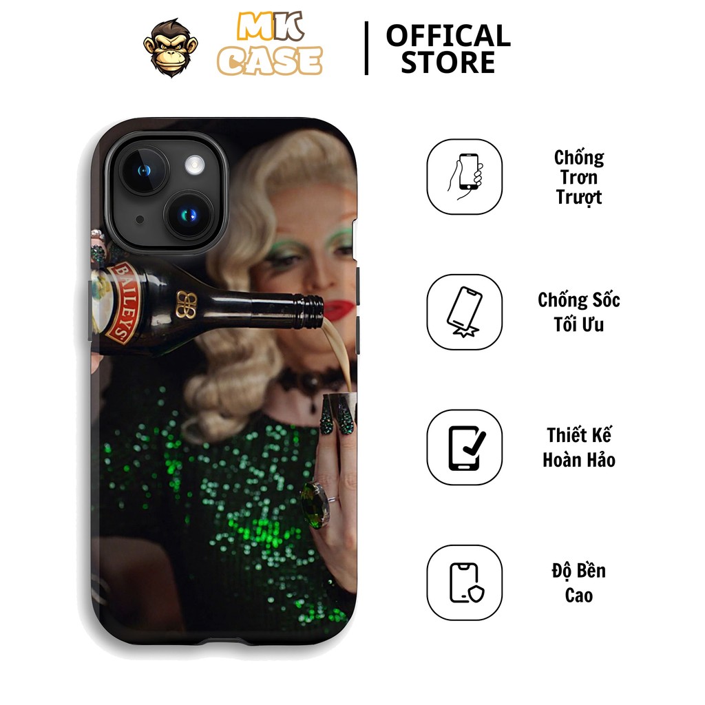 Ốp Iphone Quý Cô Sang Trọng Rót Rượu Baileys Xanh Lá Đậm MK CASE Đủ Dòng Iphone 15 16