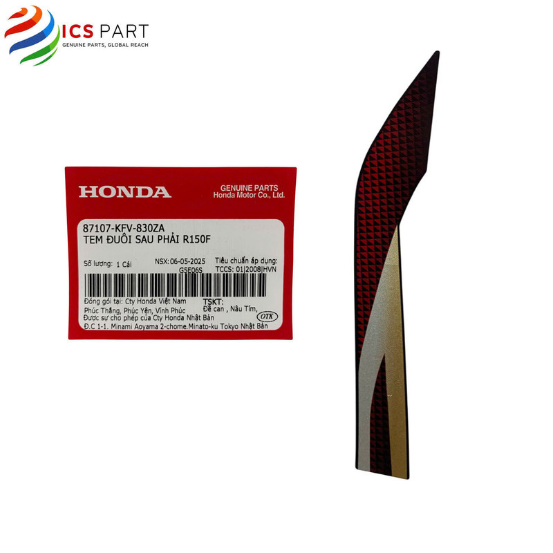 87107KFV830ZA |  Tem, Mác, Mark  Sau Phải   Dream 100, Dream Cũ Dream 100 KFV 2001-2007Honda