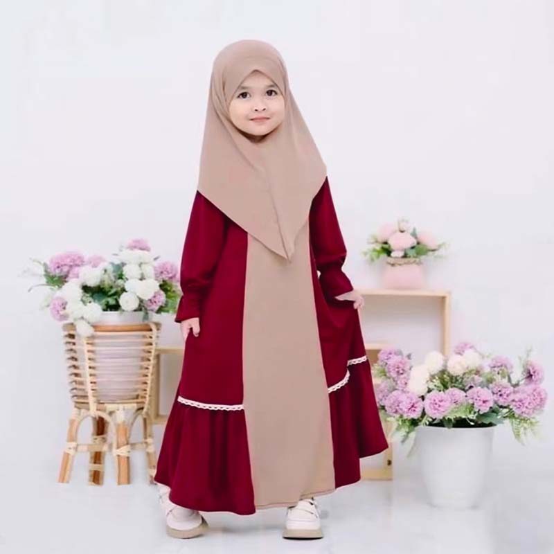 2 Chiếc Eid Hồi Giáo Trẻ Em Bé Gái Bộ Khimar Jalabiya Eid Djellaba Abaya Trên Cao Cầu Nguyện Hồi Giá