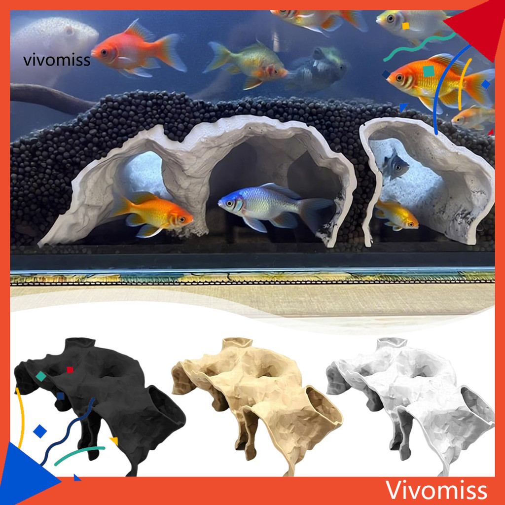 Vivomiss 3D In Hình Cá Nơi Trú ẩn Tự Nhiên Đường Hầm Pleco Hang Trang Trí Bể Cá Dưới Hầm Sỏi Hang Ch