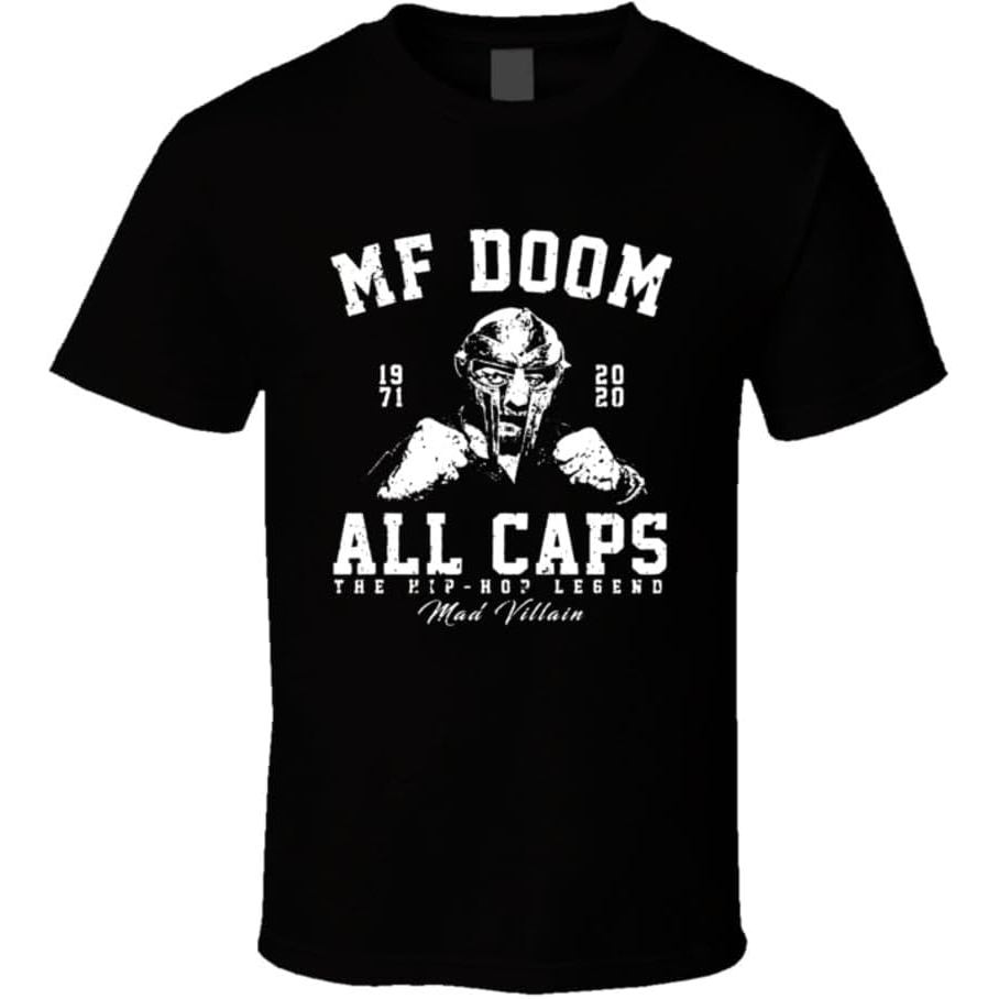 Áo thun cotton nam Mf Doom All Caps The Hip Hop Legend Music Fan Áo thun