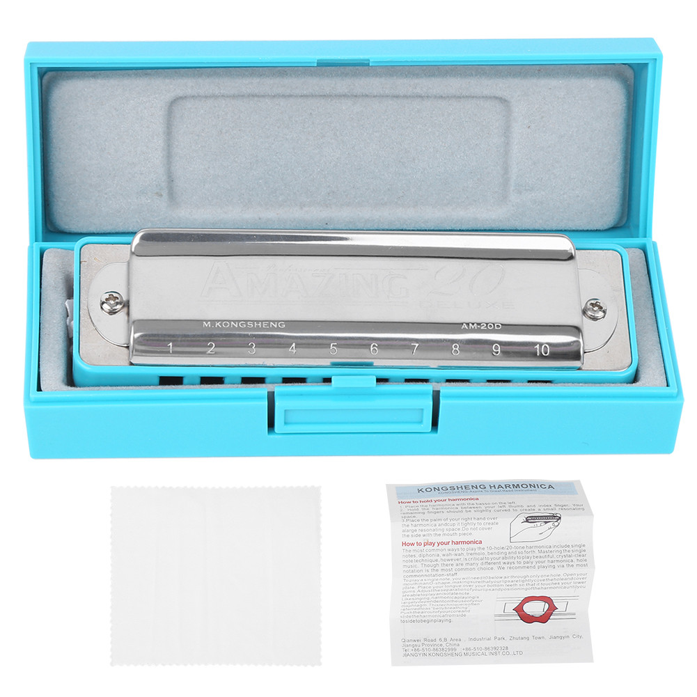 [mushmy] 10 lỗ Harmonica Blues Bb Key Harp Wind Nhạc cụ dành cho người mới bắt đầu Luyện tập AM ‐ 20