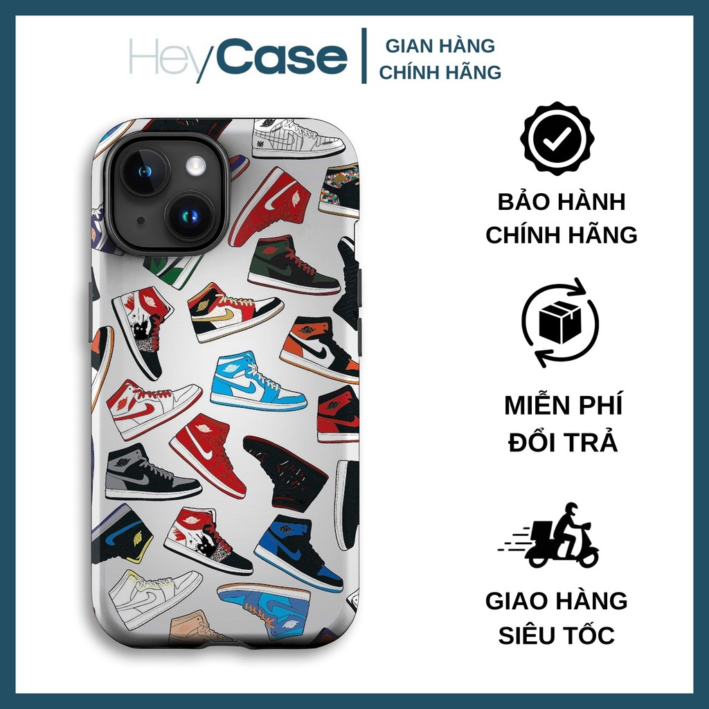 Ốp lưng iphone họa tiết giày JORDAN 1 cổ cao thấp rải rác nền xám TPU cứng chống sốc