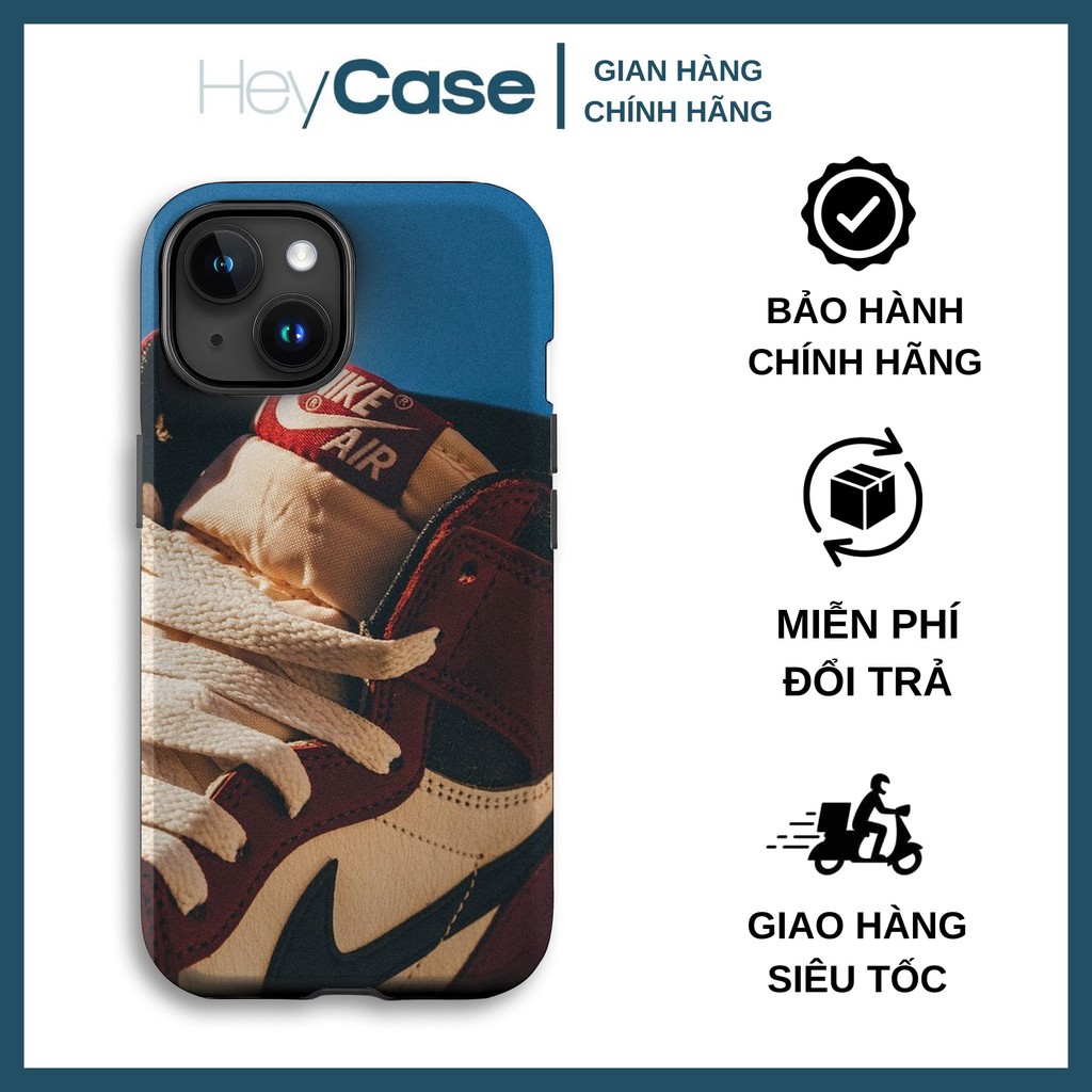 Ốp lưng iphone cận cảnh cổ giày JORDAN 1 chicago đỏ trắng vintage TPU cứng chống trầy