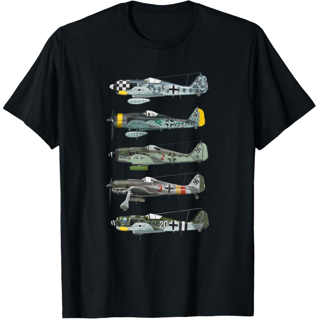 Áo thun cotton nam Focke-Wulf Fw190 "Wurger" chim thịt WW2 áo thun chiến đấu