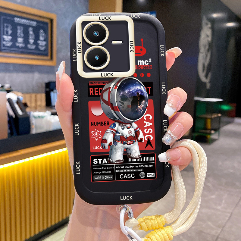 Ốp Lưng Cho VIVO Y22 Y22s Space Man Điện Thoại Dây Đeo Chống Sốc Silicon