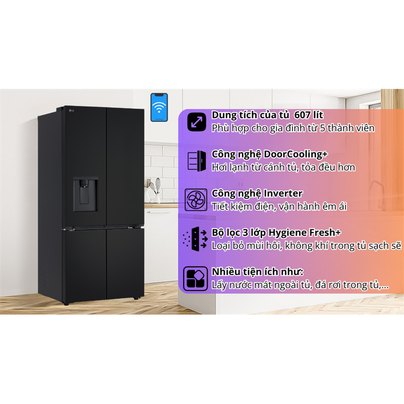 Tủ lạnh LG Inverter 607 lít Multi Door LFD61BLGA 2024 - VIỆT NAM 9 Đoàn Giỏi-H©️Ⓜ️