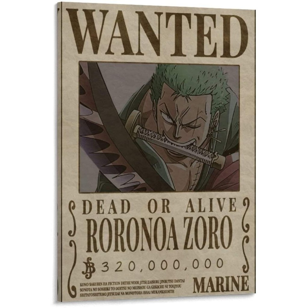 Poster Anime Độ Nét Cao Anime Nhật Bản Onepiece Zoro Bounty Wanted Poster Canvas Art Poster