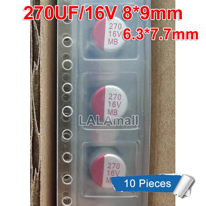 10 Cái / lốc 270UF 16V 270 SMD Nhôm Điện Phân Tụ 8 * 9 Mm Mới Ban Đầu