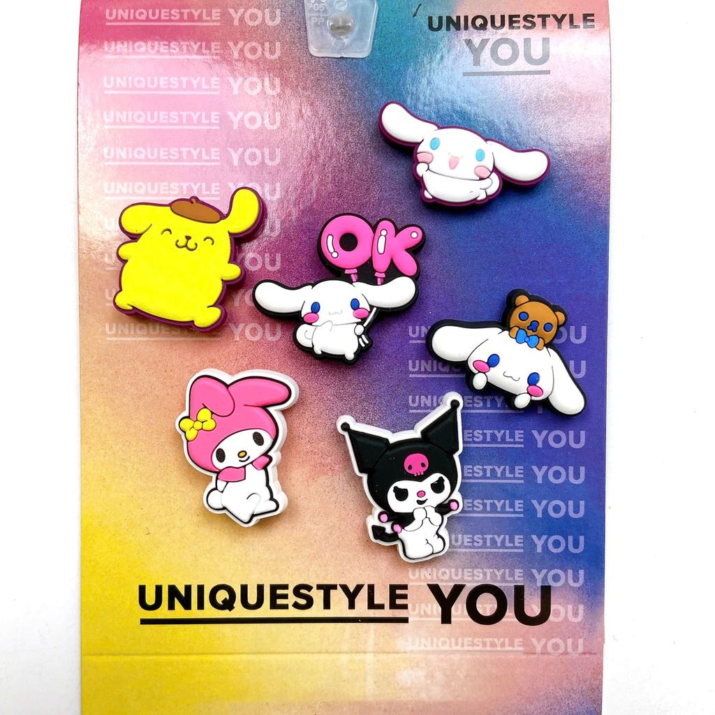 SET 6 CHARM KUROMI Set 6 Jibbitz gắn dép Cờ róc Set 6 cái hàng xịn kèm tem kuromi