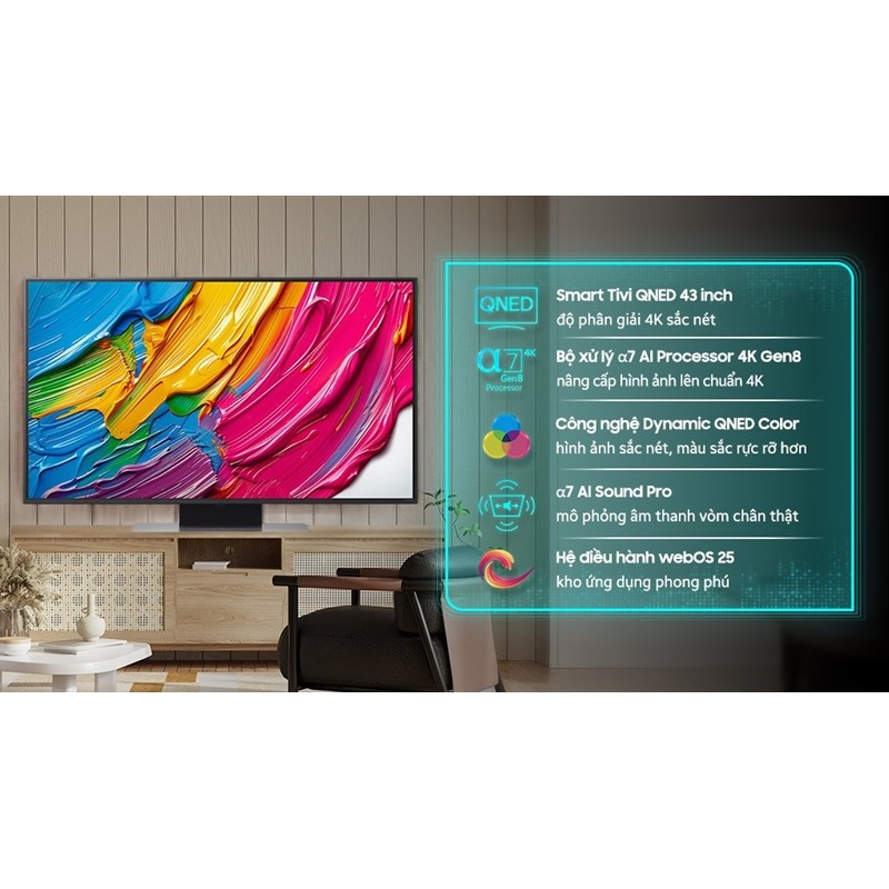 Smart Tivi QNED LG AI 4K 43 inch 43QNED81ASA 2025 - Indonesia 9 Đoàn Giỏi-H©️Ⓜ️